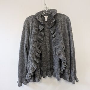 Gray Ruffled Women's Sweater